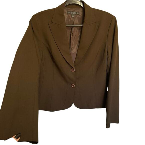 Lafayette 148 Wool Blazer In Chocolate Brown Size 6 - Picture 1 of 8